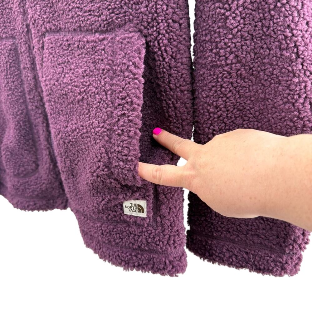 NWT The North Face Ridge Hoodie Full Zipper High Pile Jacket BlackBerry Size M - Picture 4 of 15